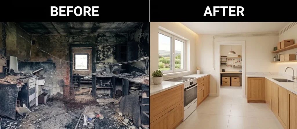 Smoke Damage Restoration Near Me in Atlanta Removing Soot, Odor, and Structural Damage After a Fire before And After