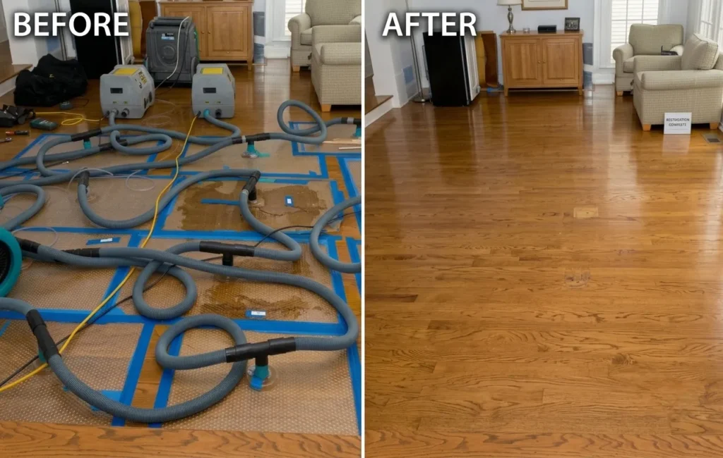 Water Damage Mitigation Near Me Before and After
