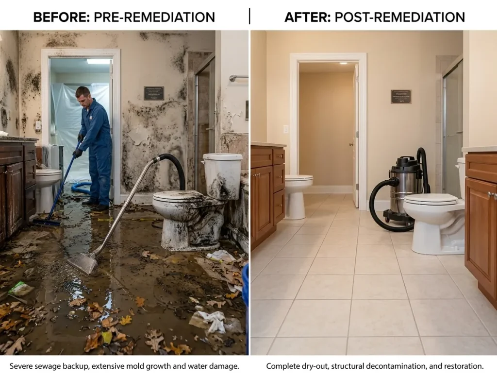 Emergency Sewage Cleanup in Sandy Springs, Ga Before and after