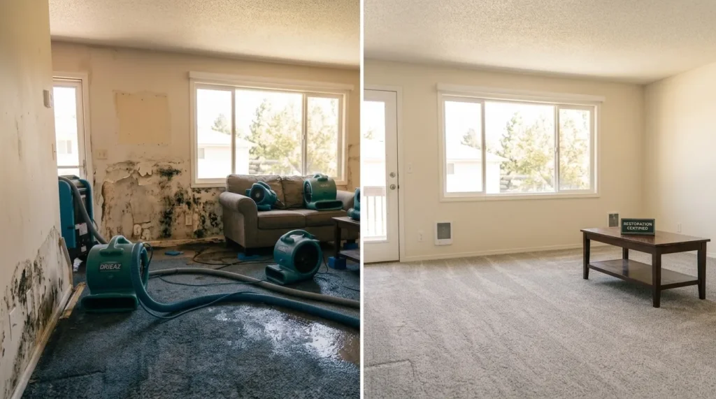 Emergency Water Damage Restoration Service in Woodstock Atlanta Georgia Before and after remediation 1