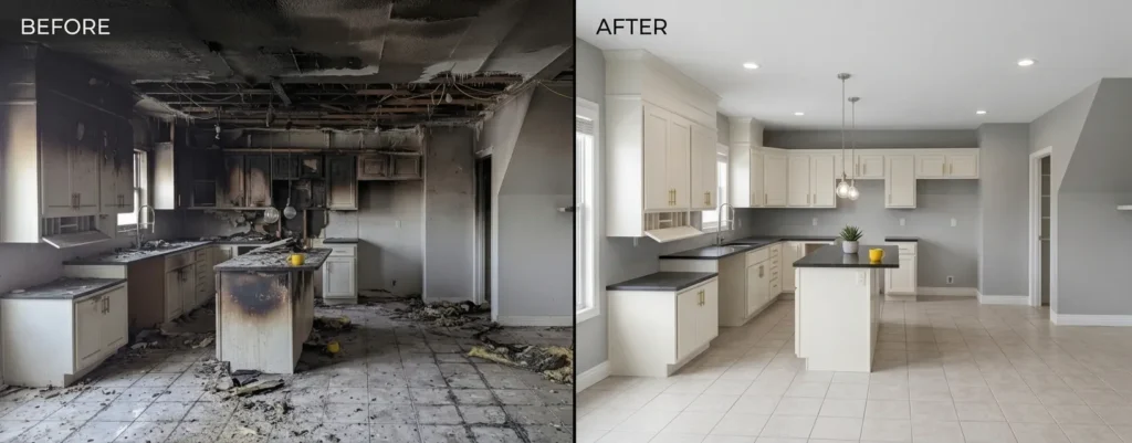 Fire Damage Restoration Services in Roswell, Atlanta Georgia Before And After