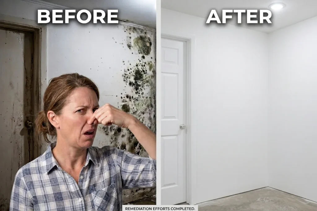 Perceiving Musty Odor in Your Atlanta Home. Before and after remediation