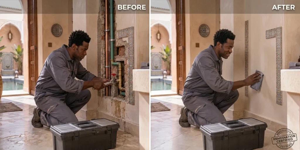 Plumbing Leak Repair Service in Vinings Georgia Before and After remediation 1
