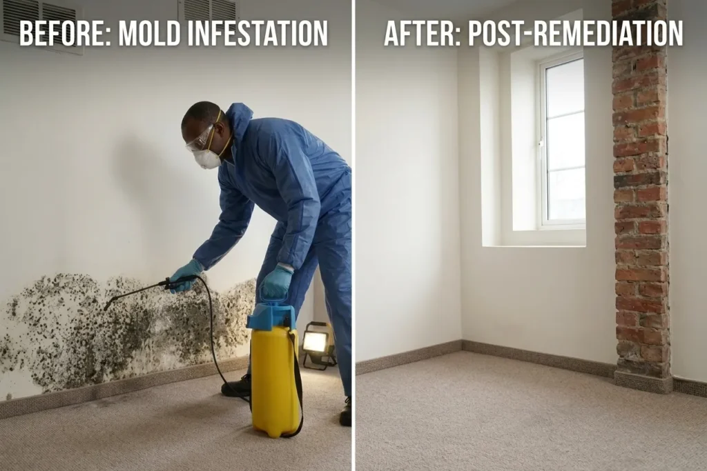 Professional Mold Remediation, Atlanta Georgia Certified Mold Removal Before and after