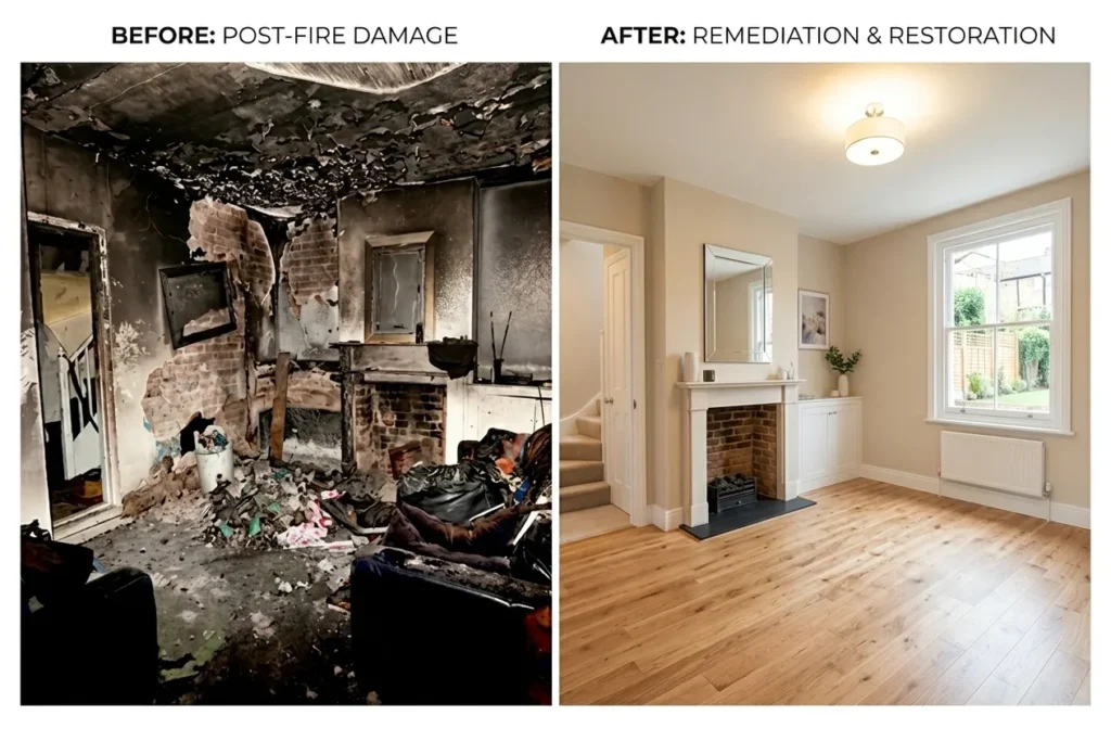 Smoke Damage Remediation in Stone Mountain Atlanta Georgia Before and after