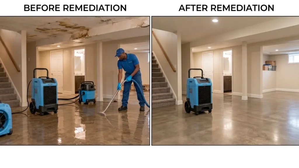Water Damage Restoration Near Me in Brookhaven, Atlanta Georgia Before and after remediation