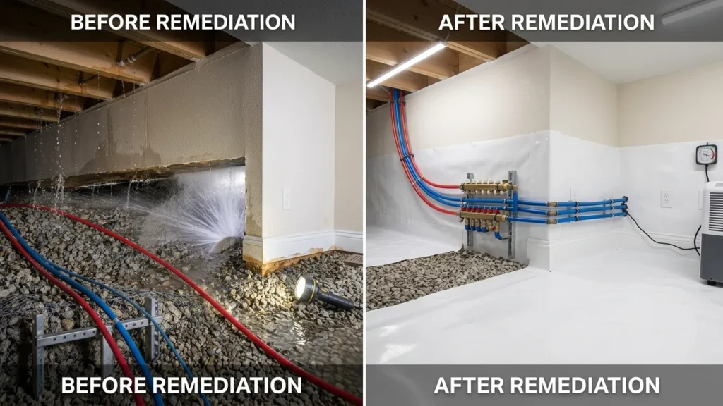 Emergency Leak Repair in Stone Mountain, Atlanta, Georgia before and after remediation